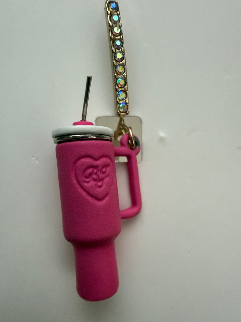 Betsey Johnson Pink & Gold Novelty Travel Mug Drop Earrings - Picture 8 of 10